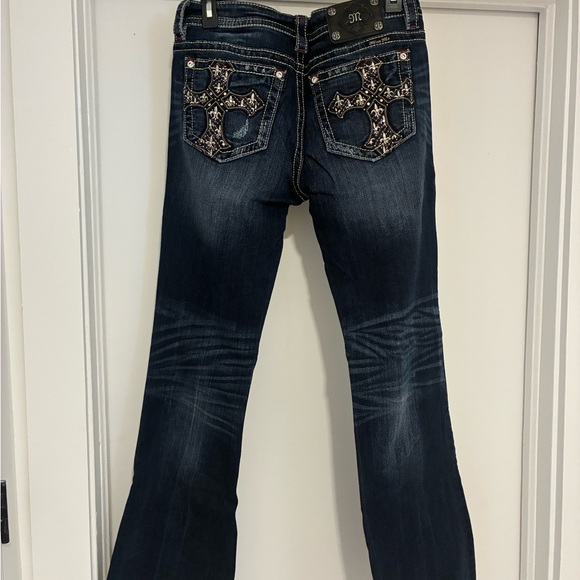 Miss Me Denim - Miss Me Dark Blue Boot Cut Jeans with Embellished Pockets